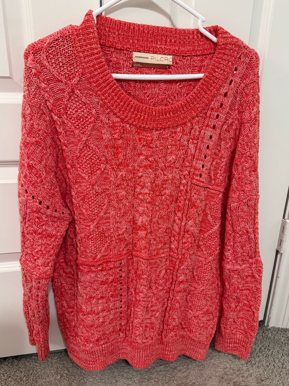 Anthropologie Pilcro Coral-Blend Ribbed Crewneck Sweater